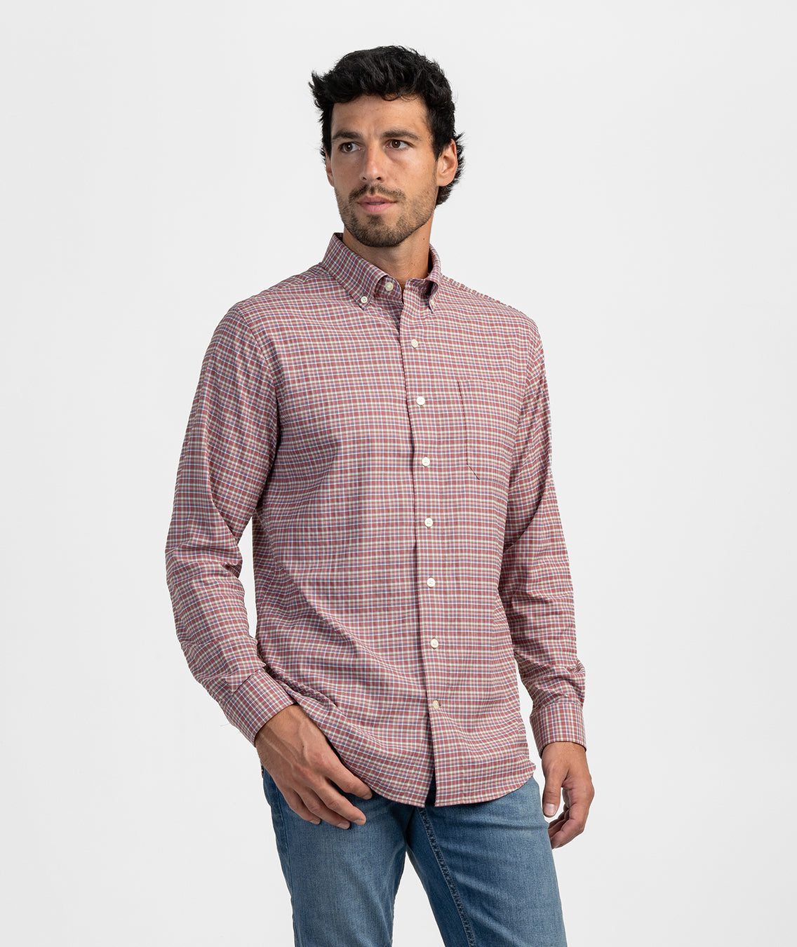 Boone Plaid LS - Redwood - Image 1