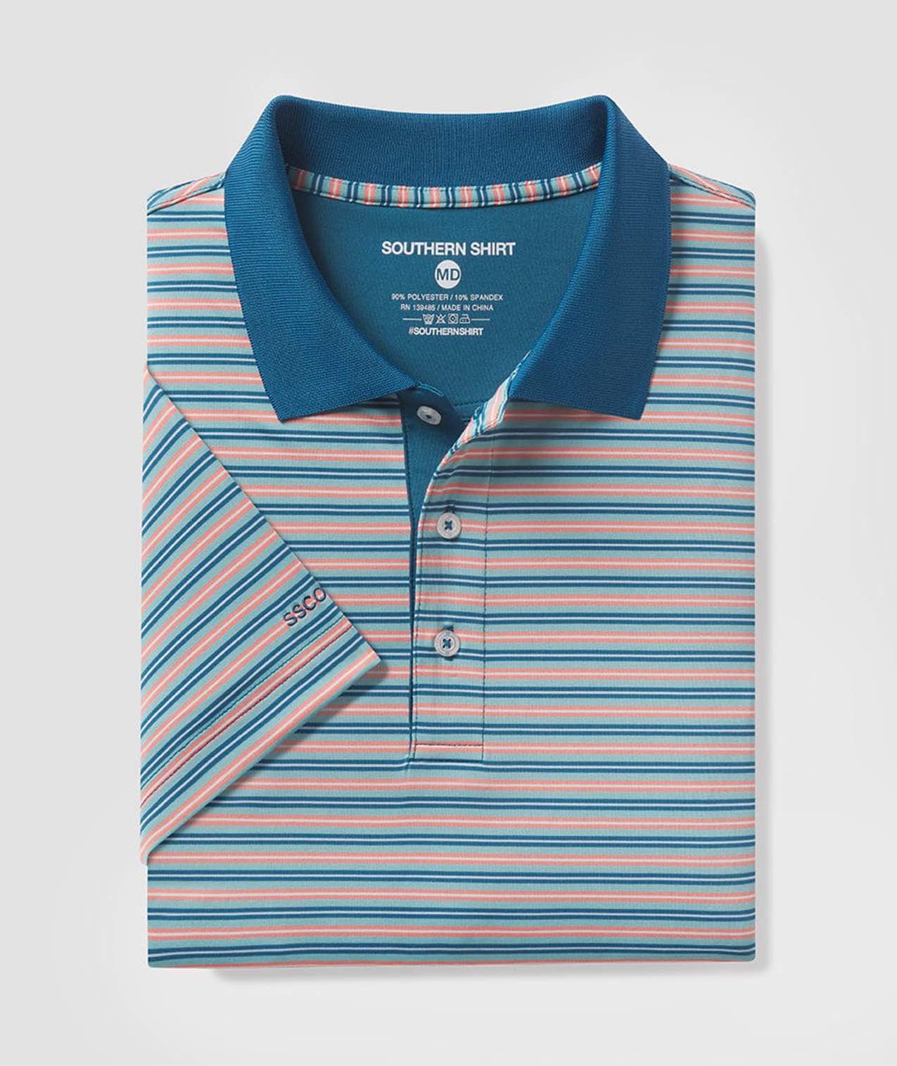 Pawleys Stripe Polo - Deep Sea Aqua - Image 1
