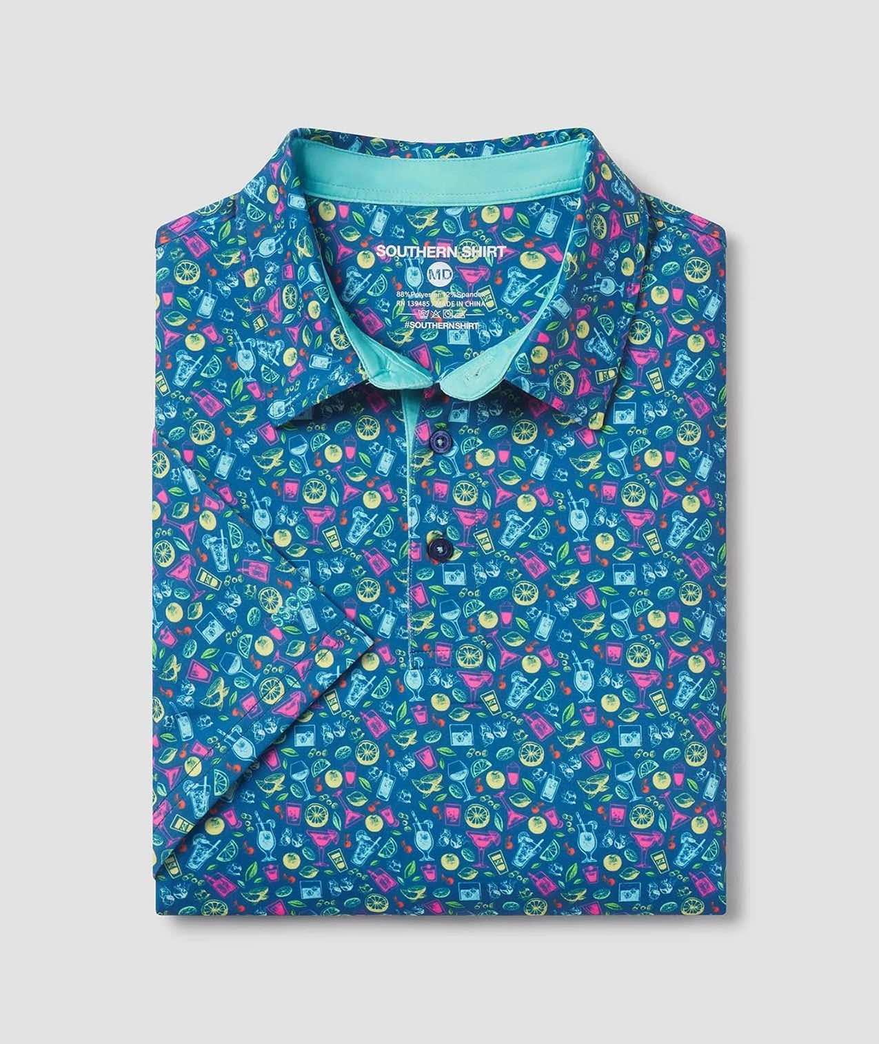 Sunset Sips Printed Polo