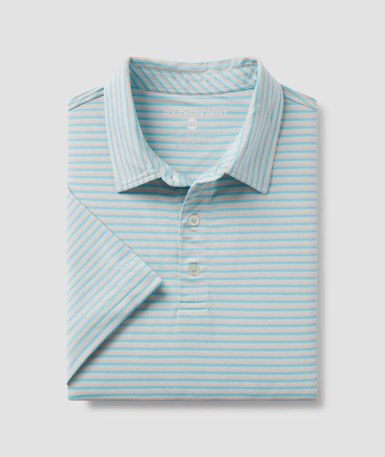 Bluffton Stripe Polo - Aqua Splash - Image 1