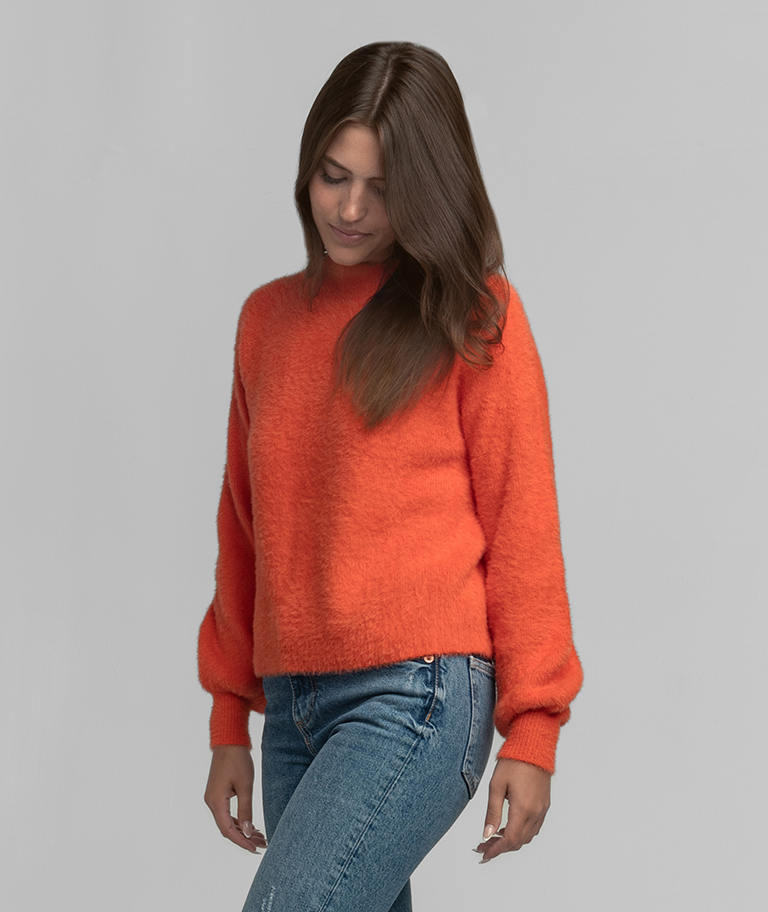 Feather Knit Mockneck Sweater - Koi - Image 1