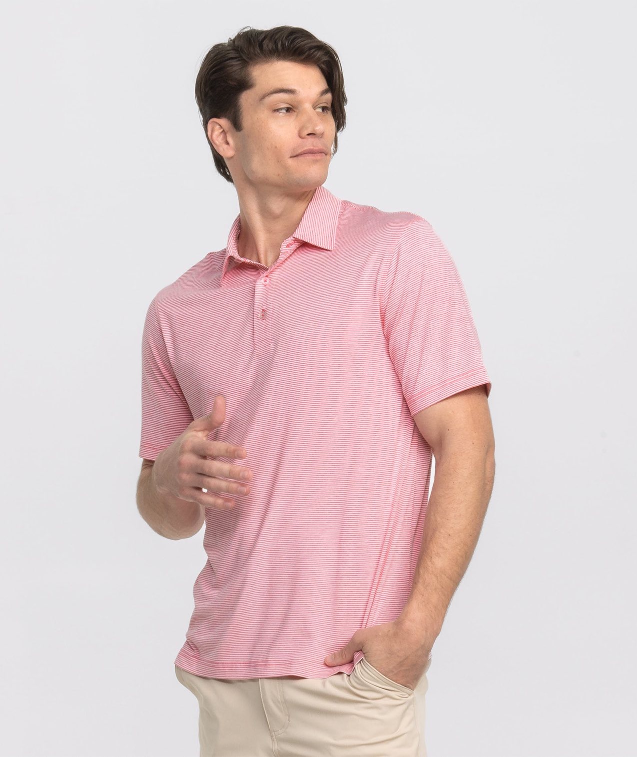 Heather Madison Stripe Polo - Zoom Pink - Image 2