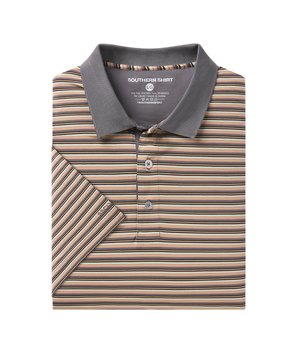 Doster Stripe Polo - Fossil - Image 1