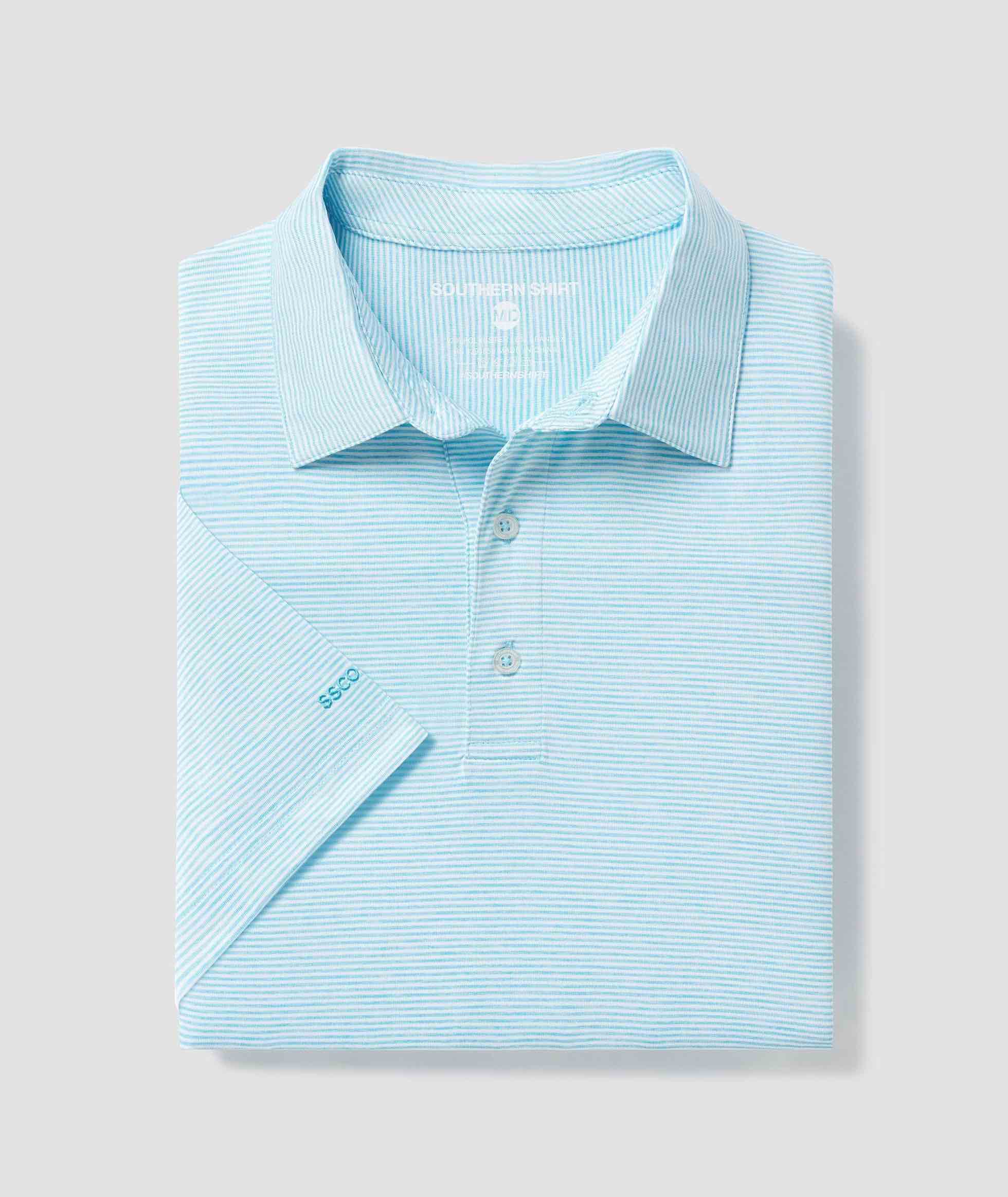 Heather Madison Stripe Polo - Sunday Blue - Image 1