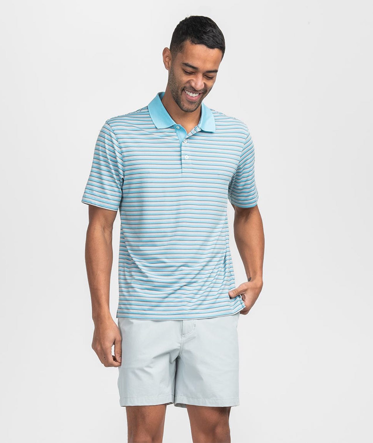 Somerset Stripe Polo - Coastline - Image 2
