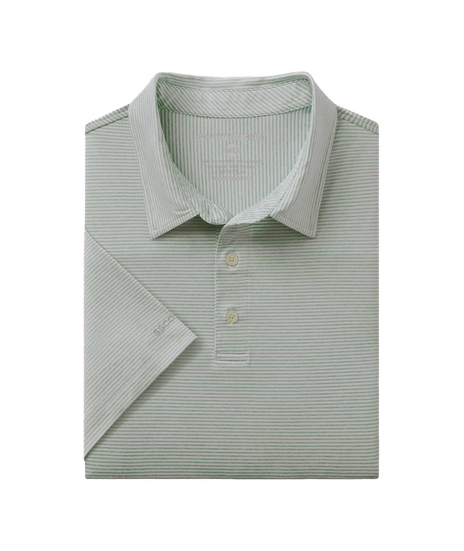 Heather Madison Stripe Polo - Dusty Olive - Image 1