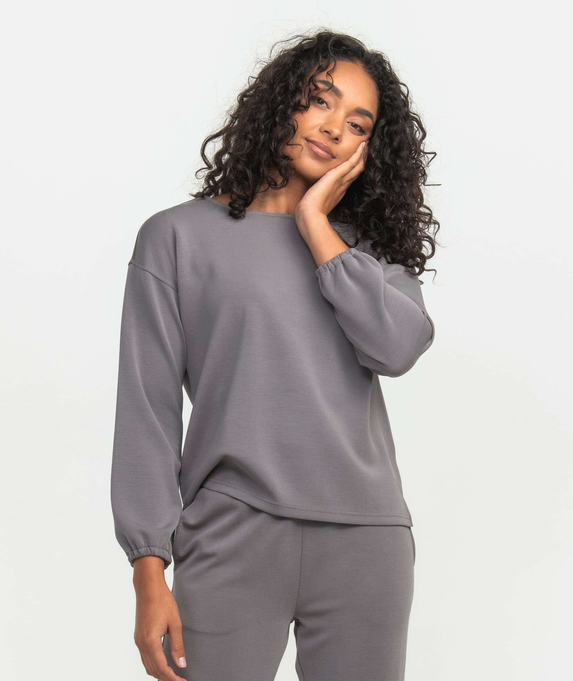 Buttery Soft Bella Lounge Top - Washed Charcoal - Image 1