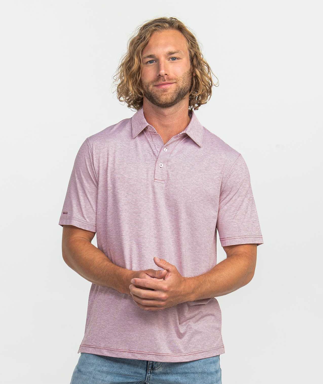 Heather Madison Stripe Polo - Red Zone - Image 2