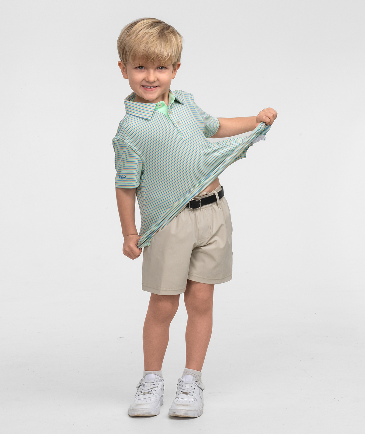 Boys Crestline Striped Polo - Tropical Twist - Image 1