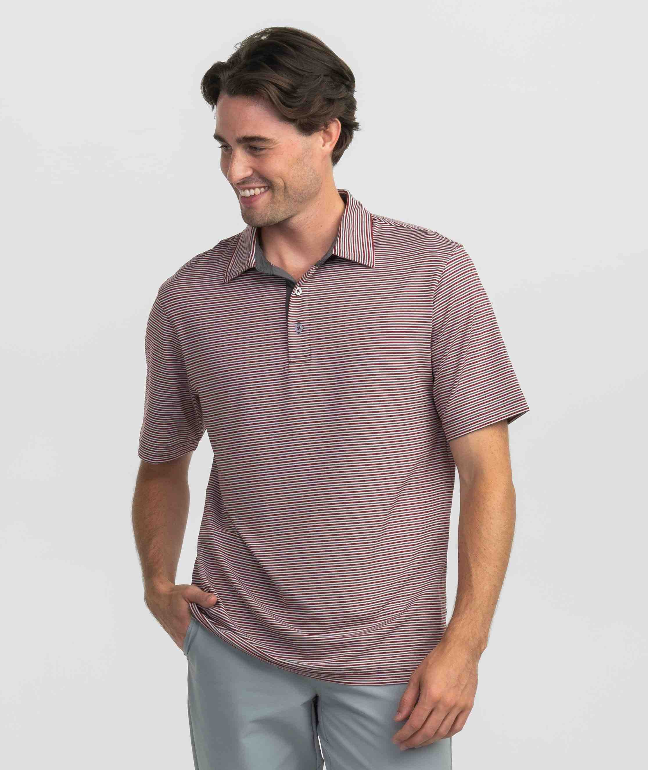 Scoreboard Stripe Polo - Red Coal - Image 2