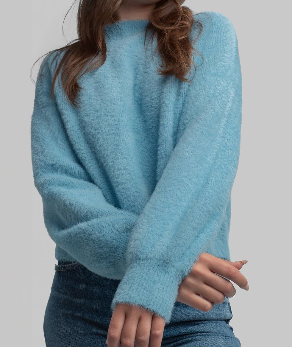 Feather Knit Mockneck Sweater