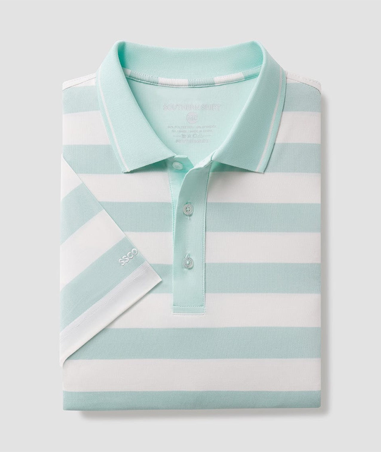 Tee Off Heather Stripe Polo - Beach Glass - Image 1