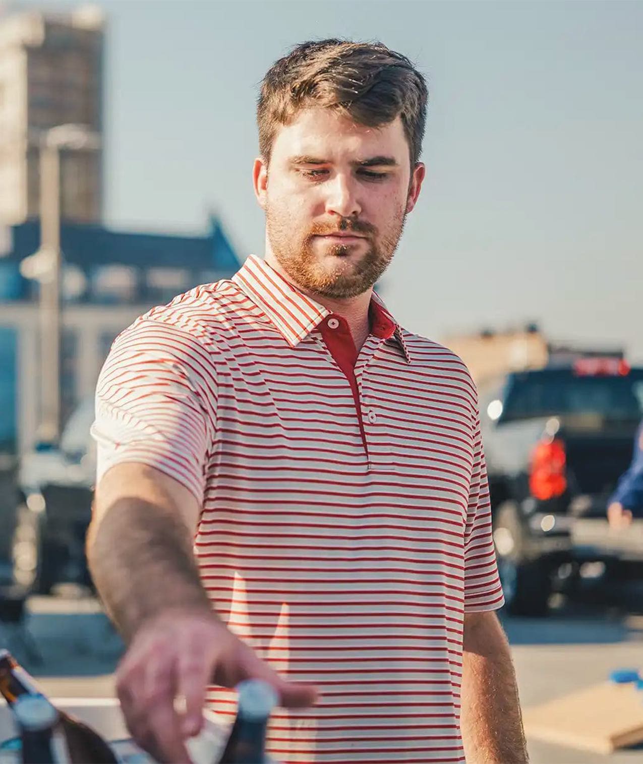 Starting Lineup Stripe Polo - Crimson Grey - Image 2