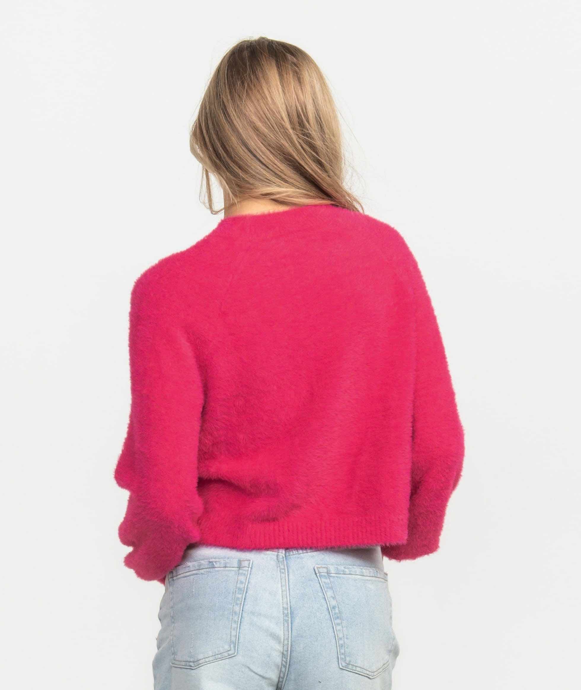 Cropped Feather Knit Sweater