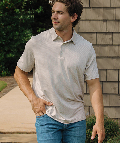 Heather Madison Stripe Polo - Mojave - Image 2