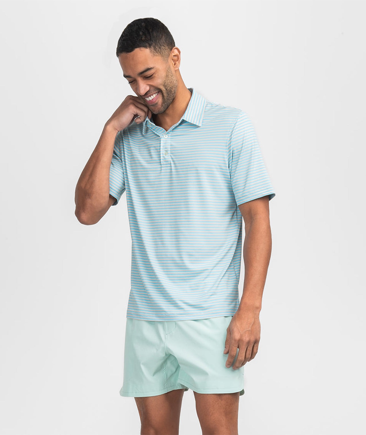 Bluffton Stripe Polo - Aqua Splash - Image 2