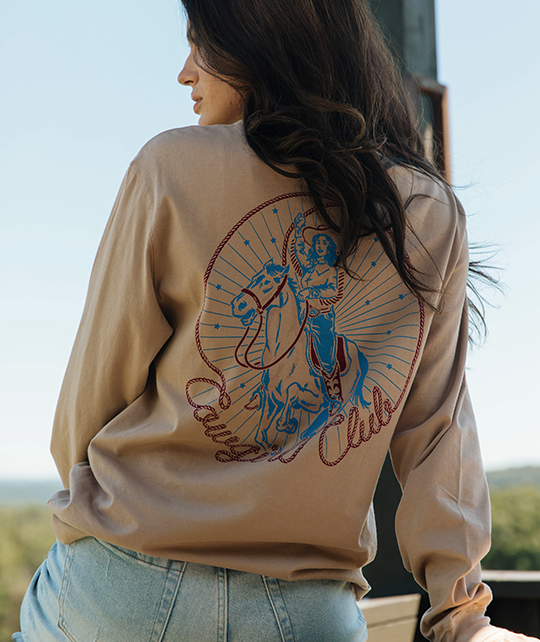 Giddy Up Tee LS - Chestnut - Image 4