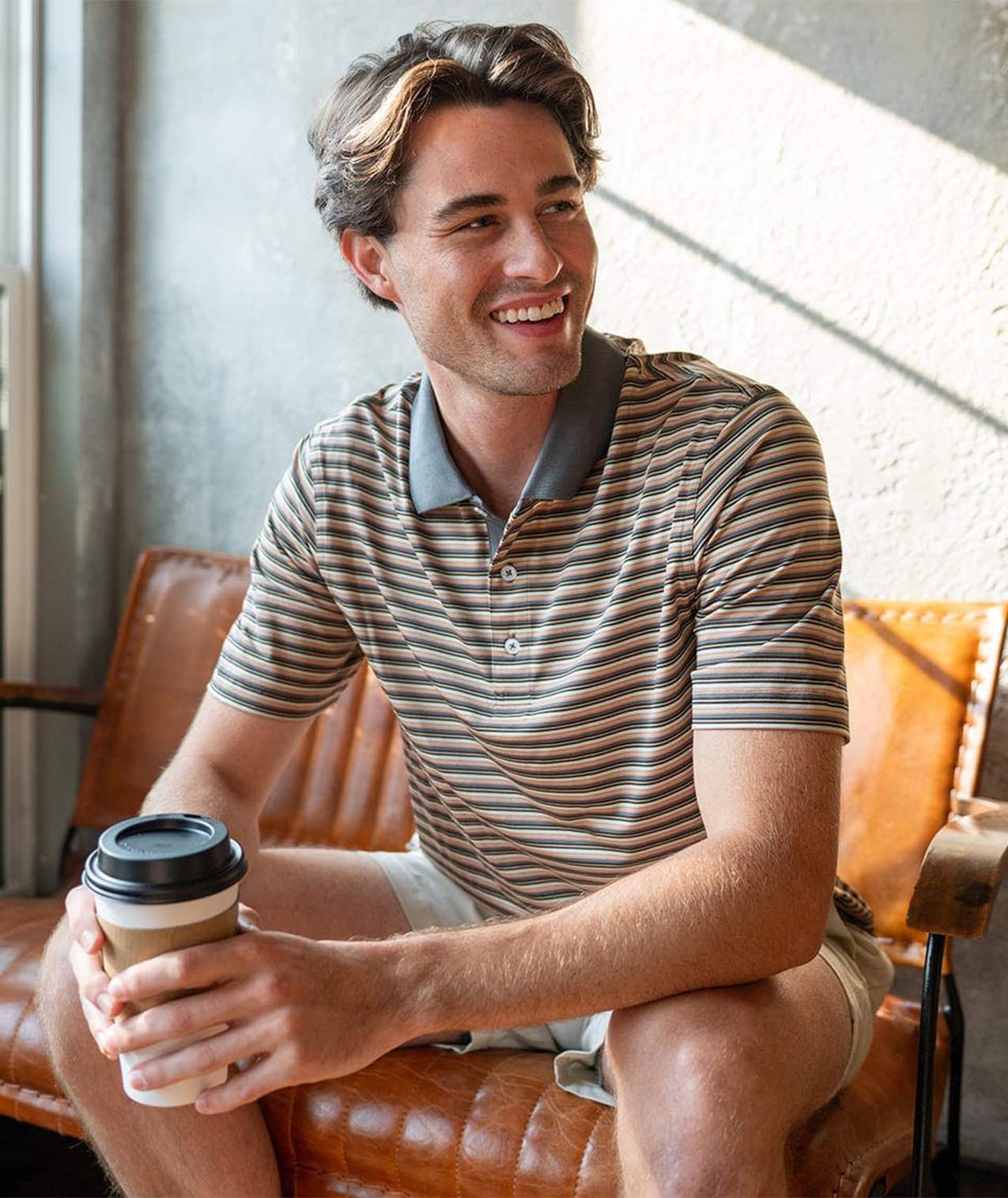 Doster Stripe Polo - Fossil - Image 2