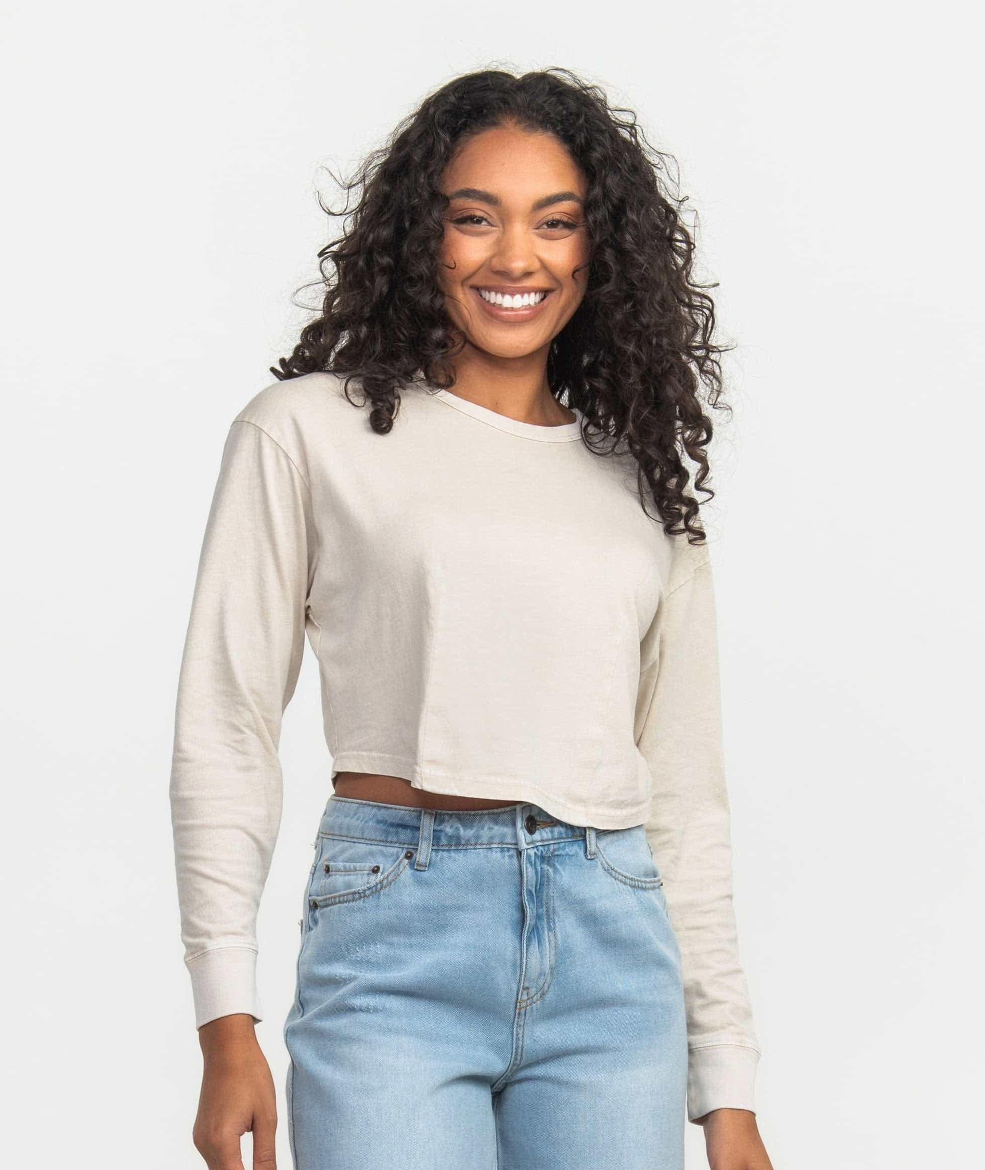 Anywhere Darted Tee LS - Sandalwood - Image 1