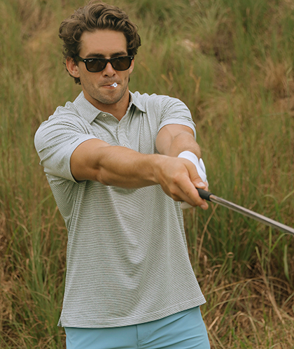 Heather Madison Stripe Polo - Dusty Olive - Image 3