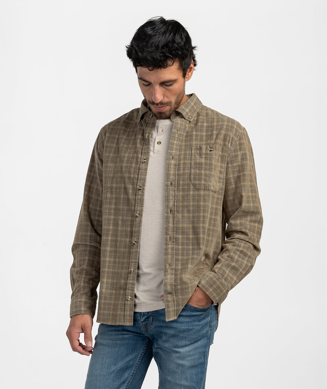 Braxton Lightweight Cord Flannel - Saddle - Image 2