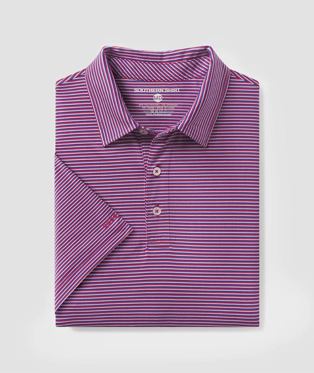 Largo Stripe Polo - Red Bright and Blue - Image 1