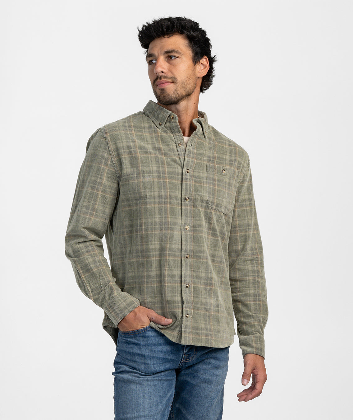 Braxton Lightweight Cord Flannel - Timberline - Image 2