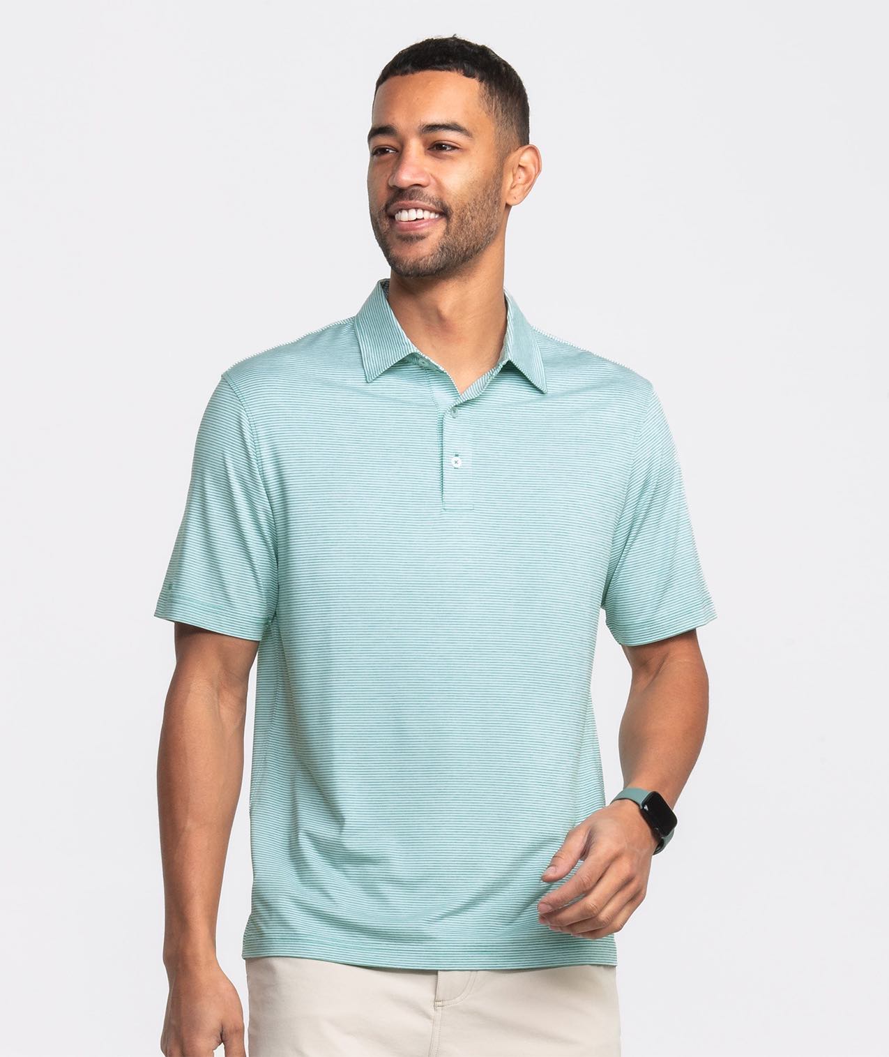 Heather Madison Stripe Polo - Fairway Green - Image 2