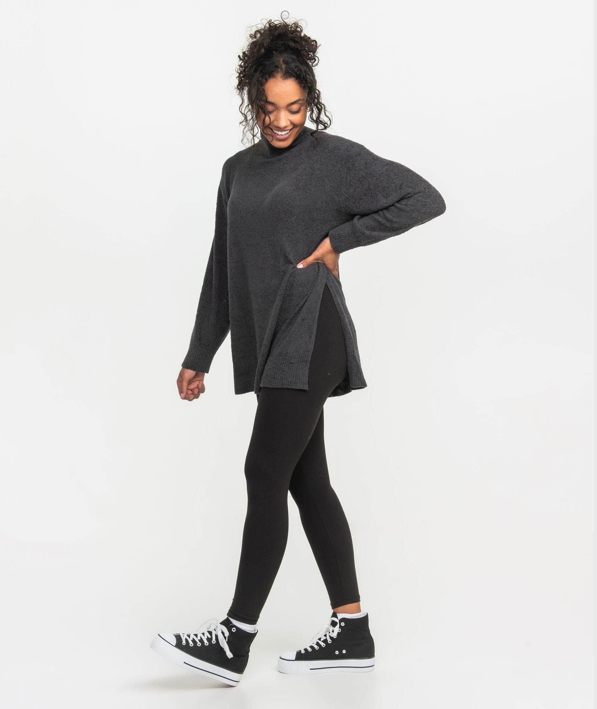 Dreamluxe Notched Turtlneck Sweater - Raven - Image 2