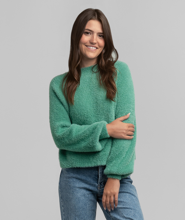 Feather Knit Mockneck Sweater