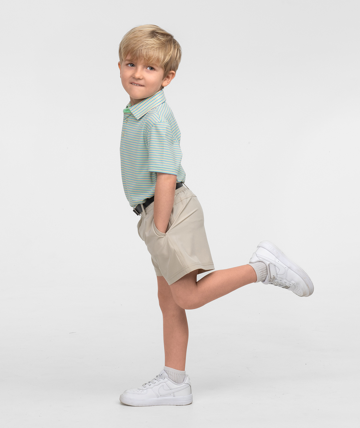 Boys Crestline Striped Polo - Tropical Twist - Image 2