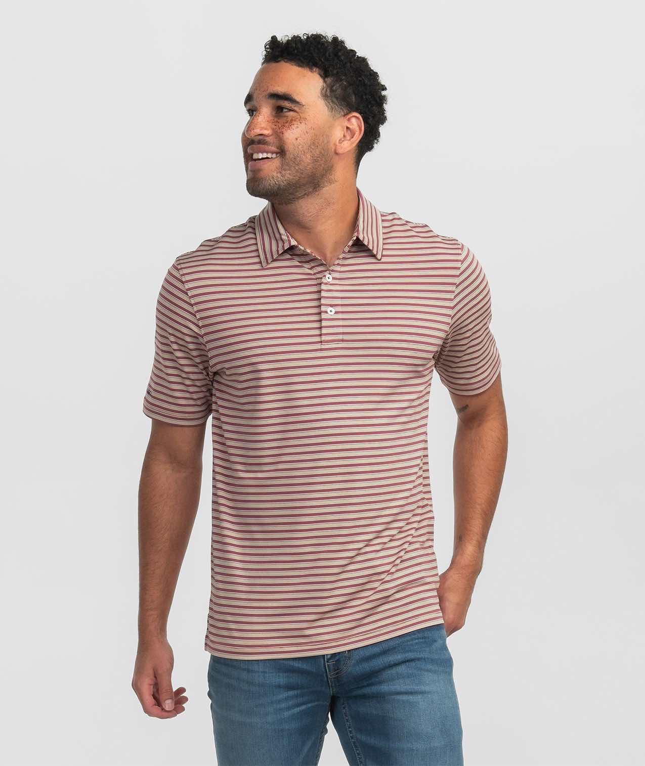 Brookhaven Stripe Polo - Rosewood - Image 2