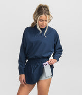 Hybrid Cropped Hoodie - Classic Navy