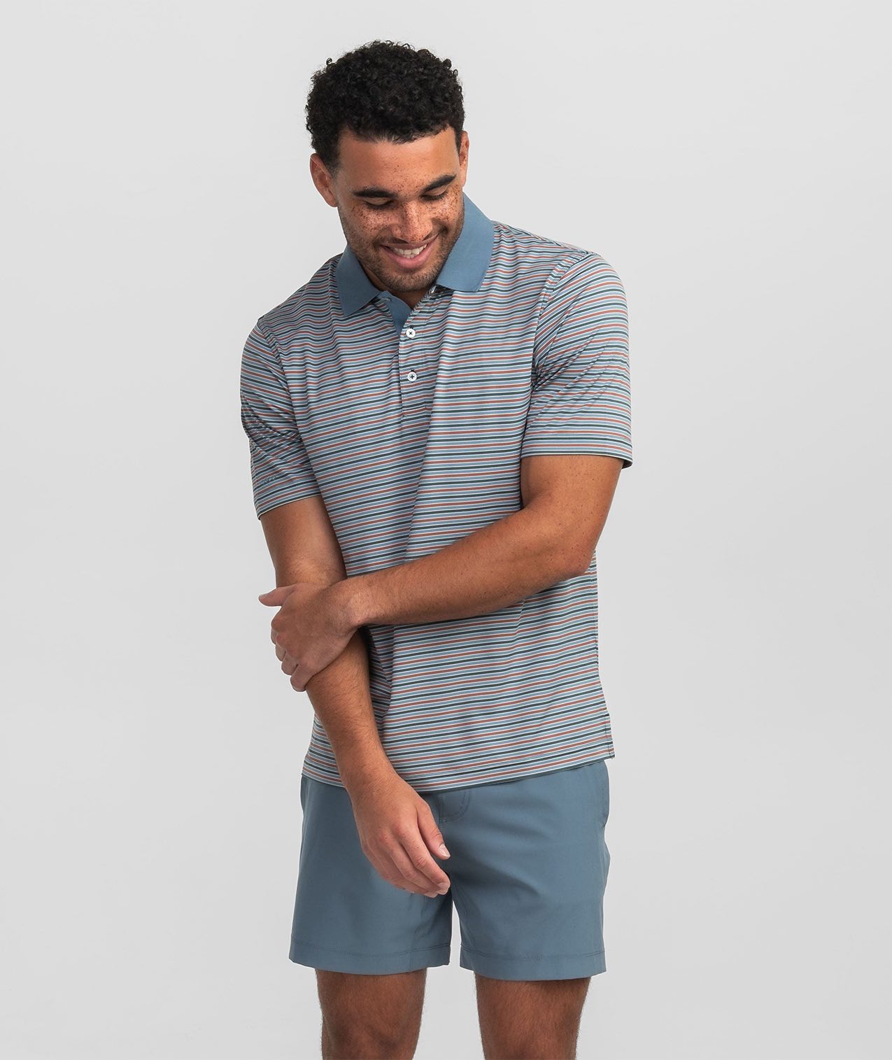 Tucker Stripe Polo - Country Blue - Image 2