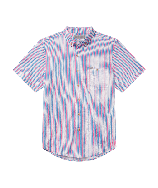 Clubhouse Seersucker Baja Shirt SS - Berry Tide