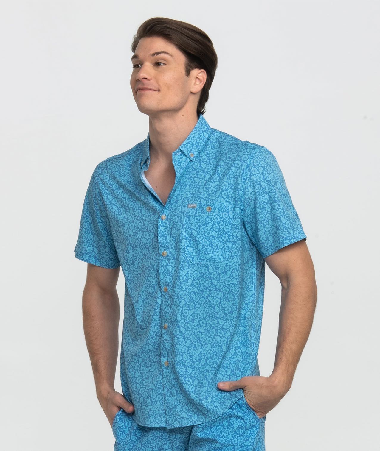 Blue Blooms Baja Shirt