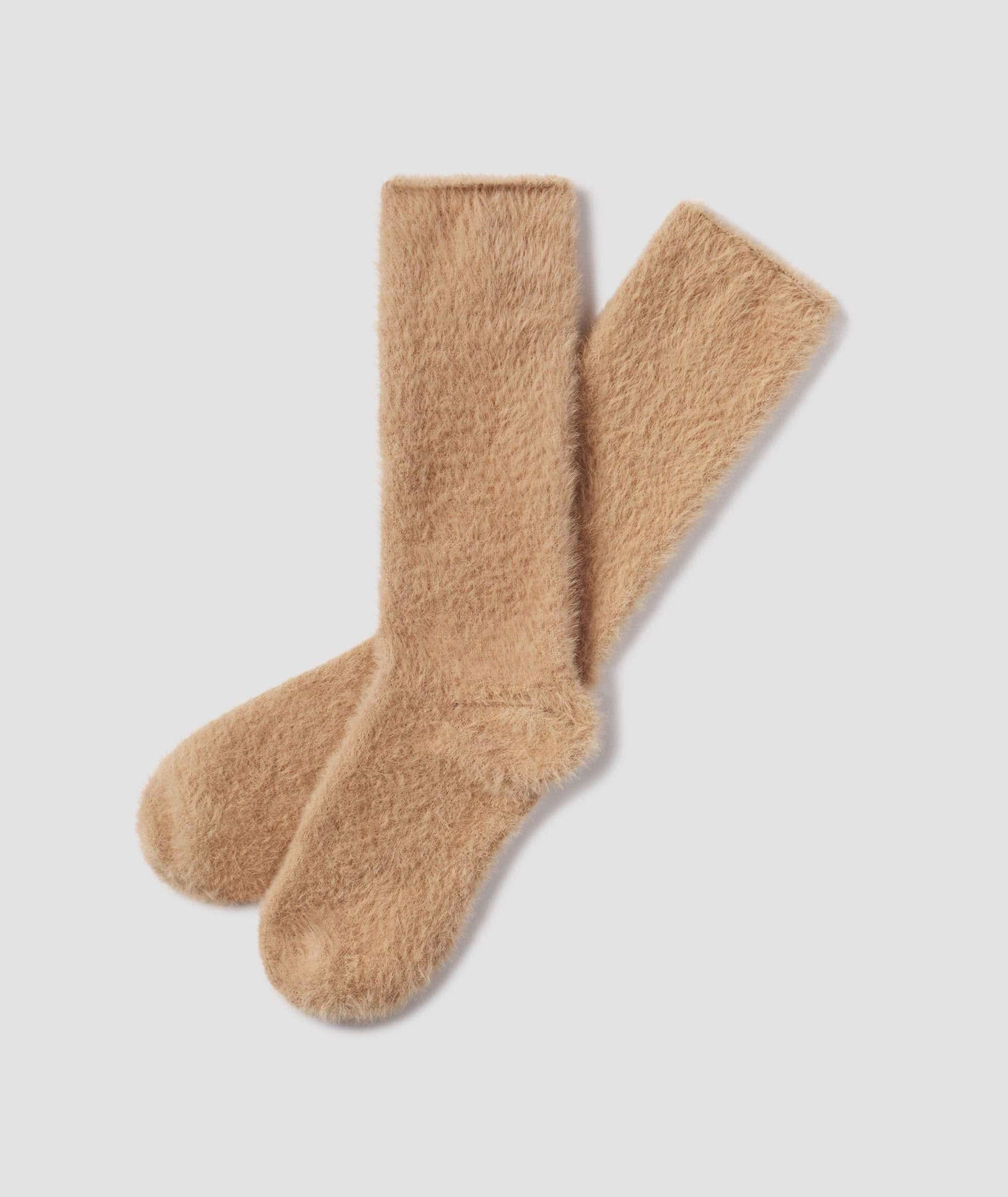 Feather Knit Socks - Mocha Tan - Image 1