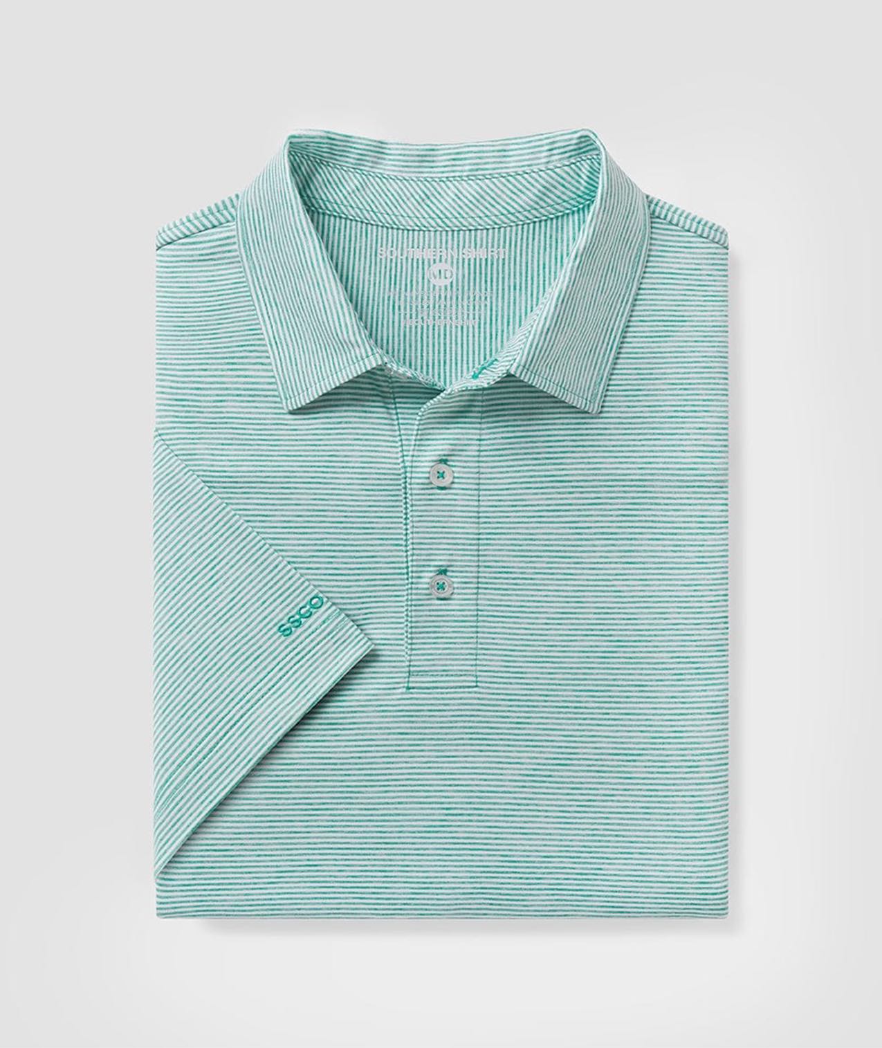 Heather Madison Stripe Polo - Fairway Green - Image 1