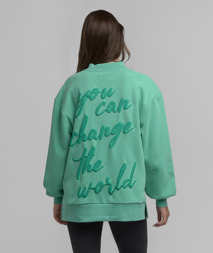 Happy Thoughts Puff Print Sweatshirt - Aloe - image 1