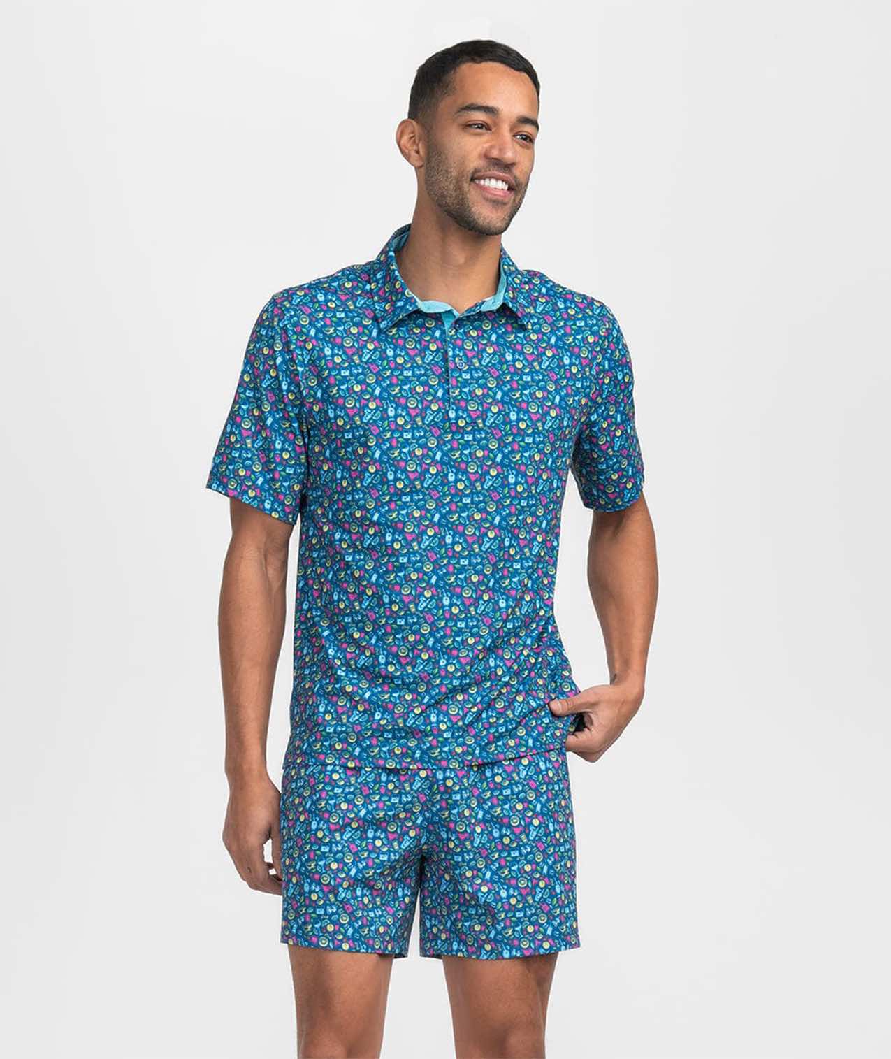 Sunset Sips Printed Polo