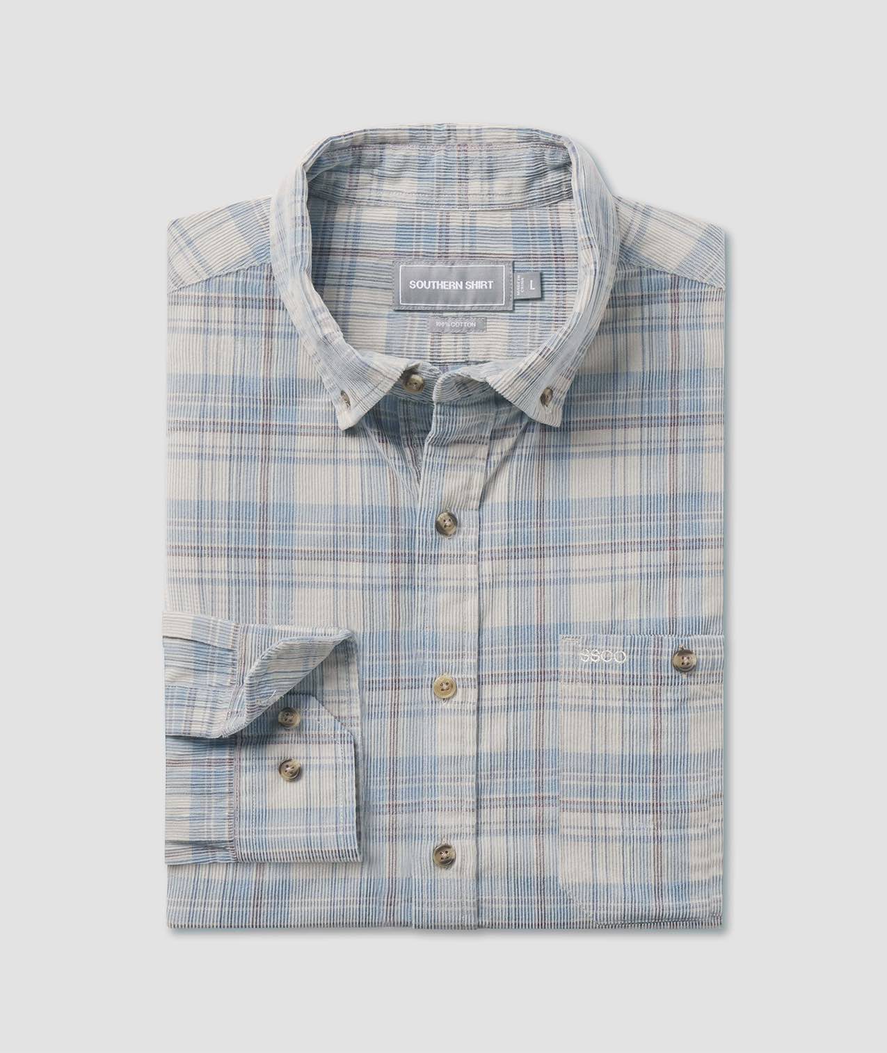 Braxton Lightweight Cord Flannel - Skyline - Image 1