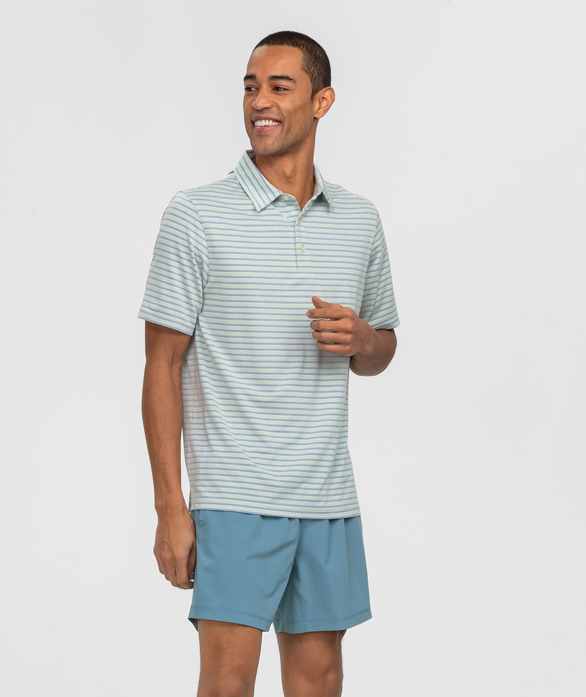 Cahaba Heather Stripe Polo - Palmetto - Image 2