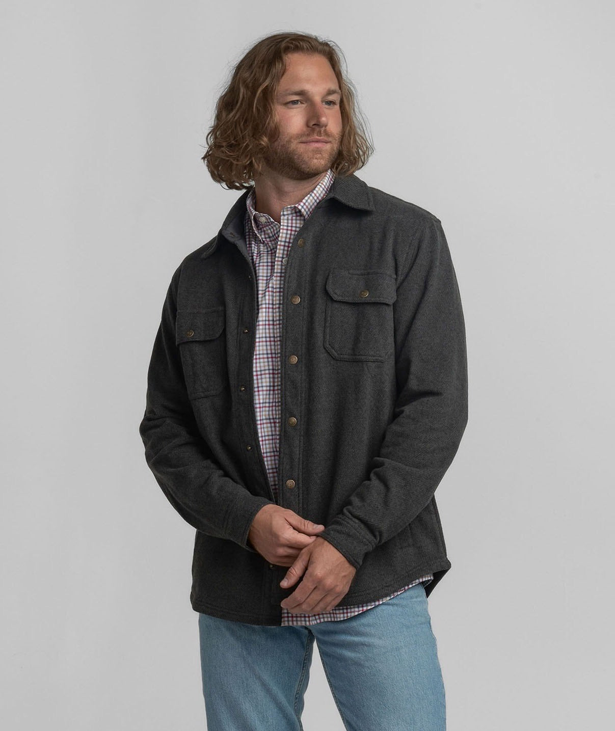 Stretch Twill Shacket - Iron Ore - Image 2