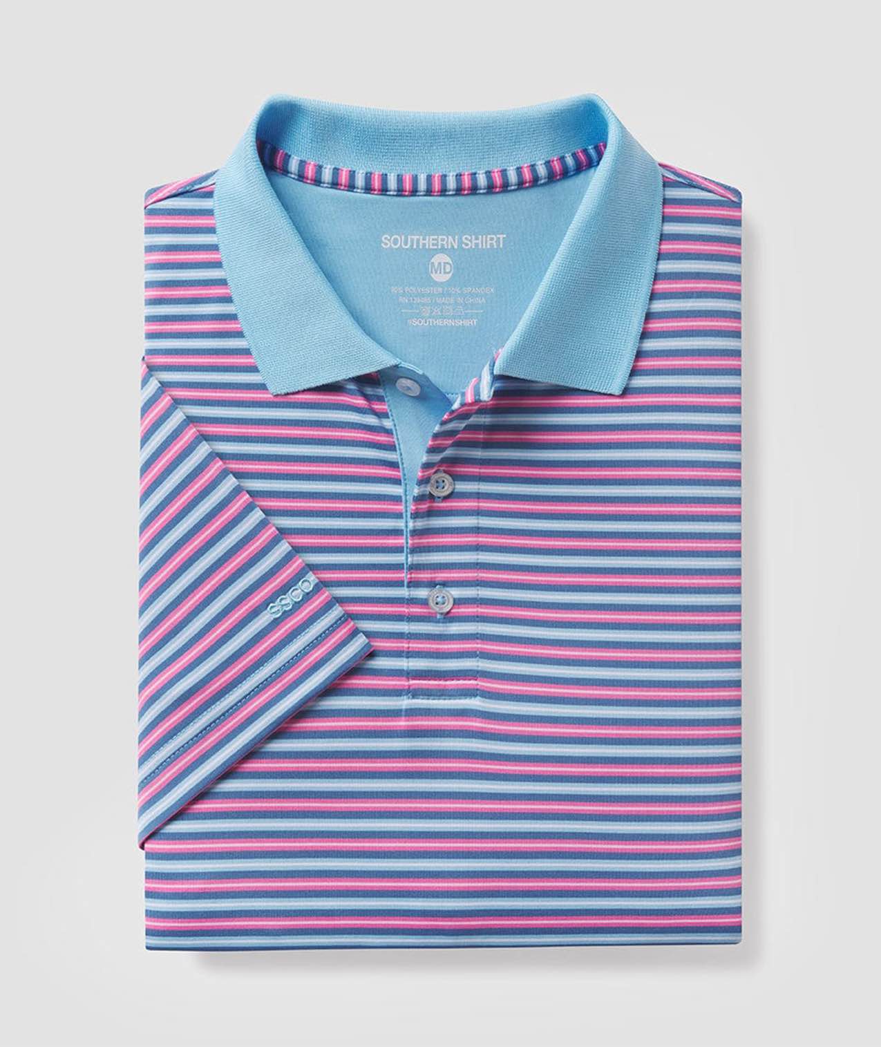 Pawleys Stripe Polo - Blue Raspberry - Image 1