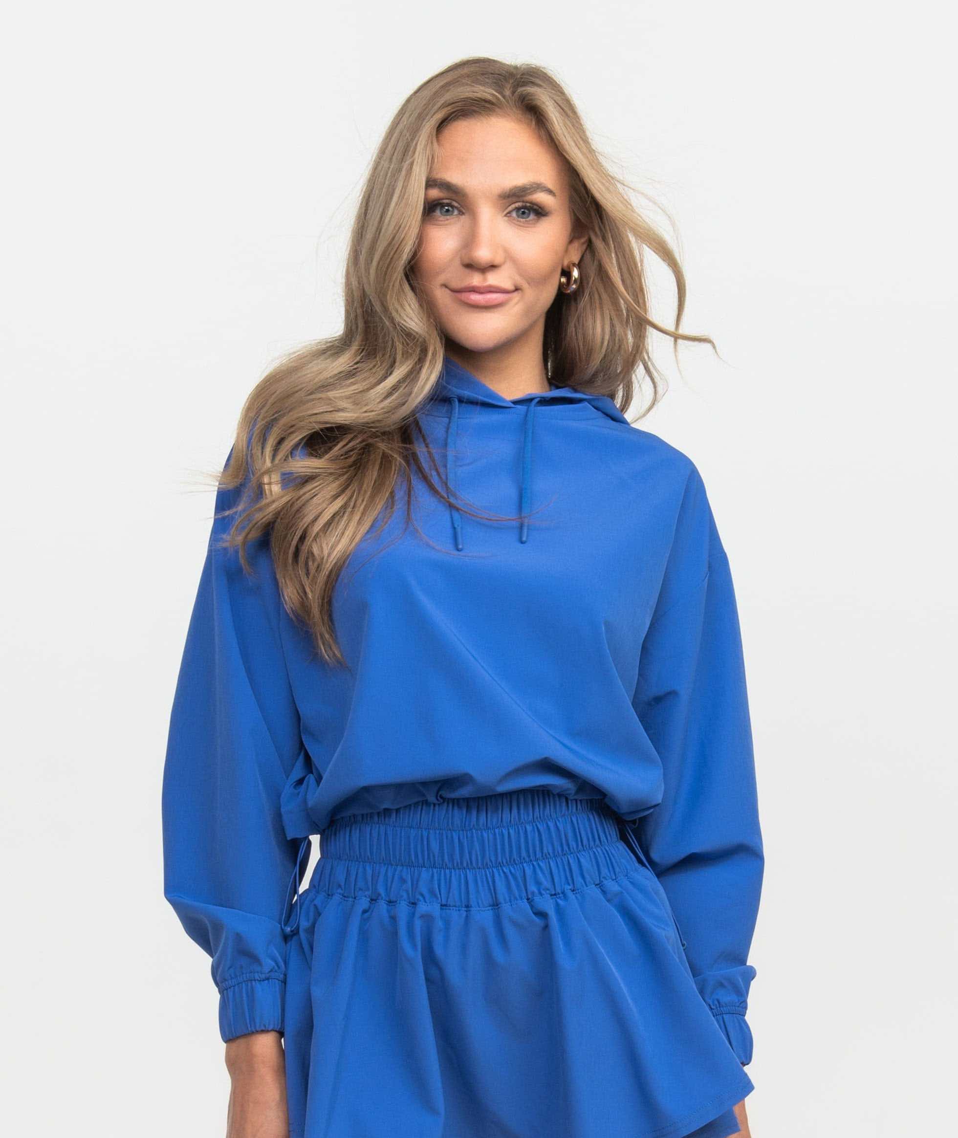 Hybrid Cropped Hoodie - Dazzling Blue - Image 1