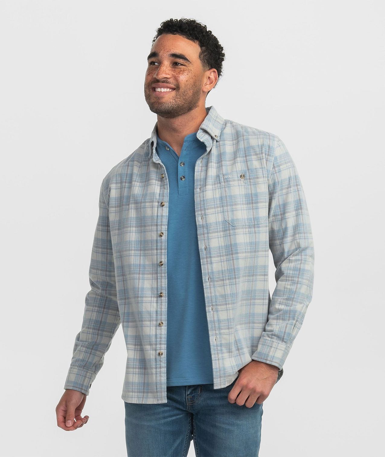 Braxton Lightweight Cord Flannel - Skyline - Image 2