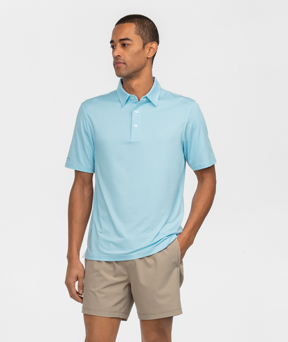 Heather Madison Stripe Polo - Alaskan Blue - Image 2