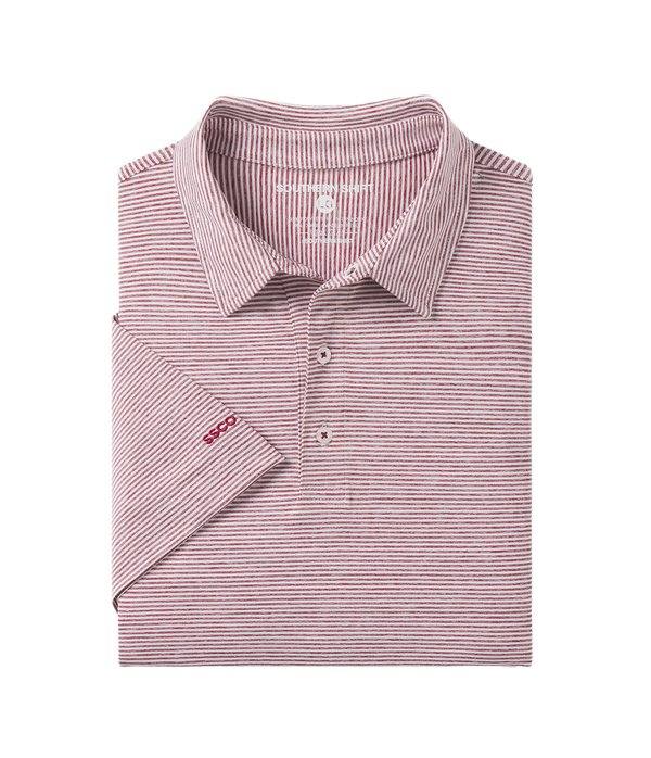 Heather Madison Stripe Polo - University Red