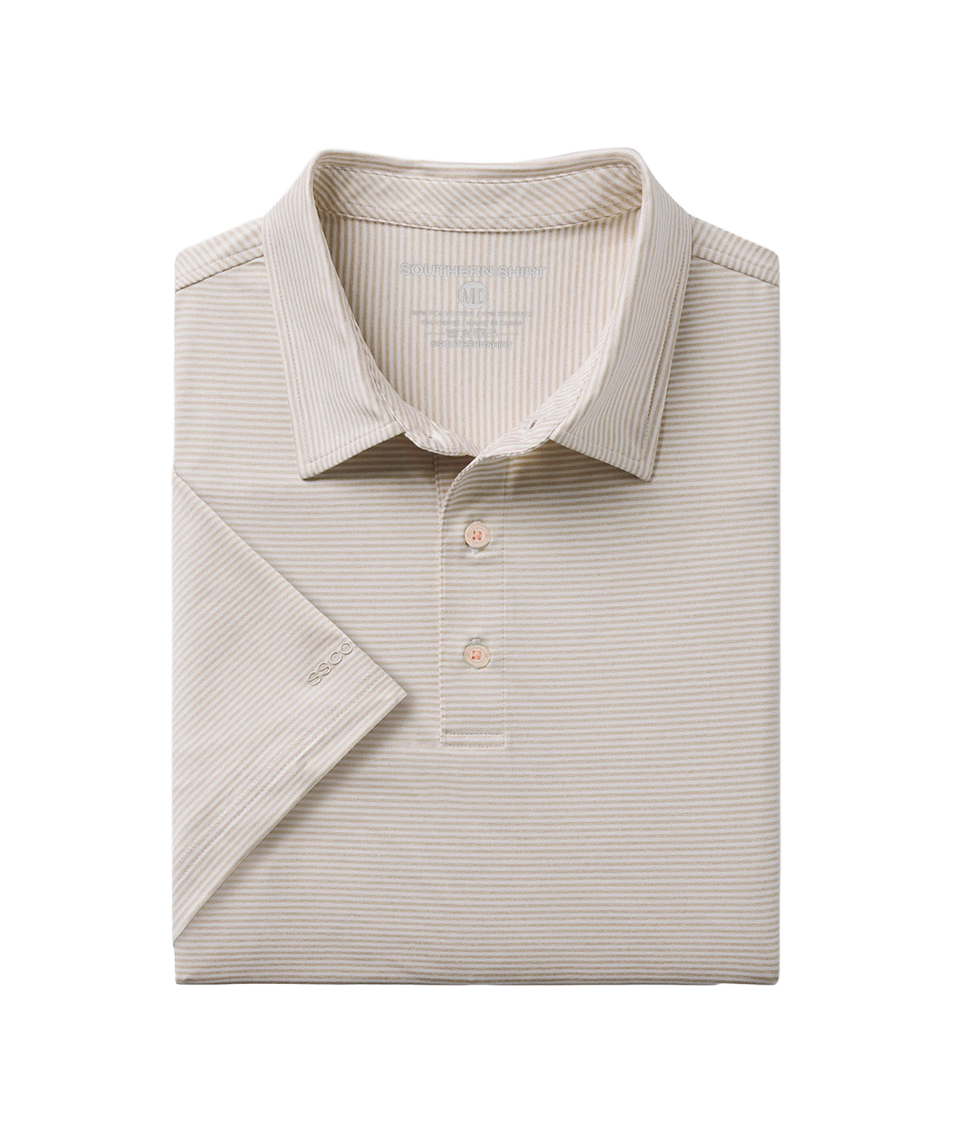 Heather Madison Stripe Polo - Mojave - Image 1