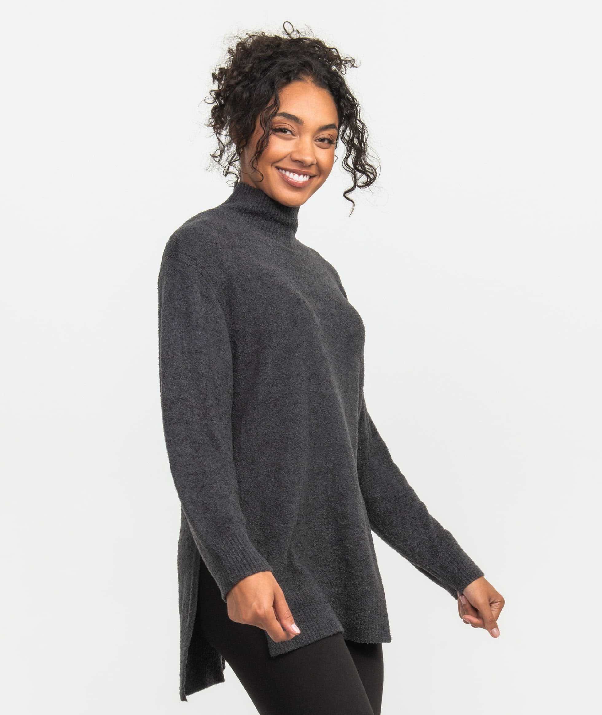 Dreamluxe Notched Turtlneck Sweater - Raven - Image 1